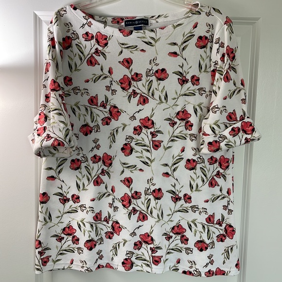 Karen Scott Size XL Print 3/4 Length Top - Picture 4 of 12